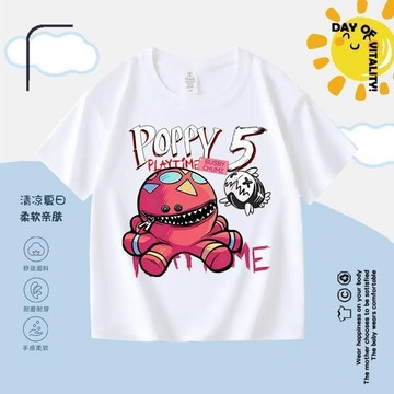 台灣發貨 波比的遊戲時間童裝 波比的遊戲時間兒童短袖 兒童上衣 男童衣服 夏裝新款 兒童印花短袖 男孩T恤 短袖純棉t恤