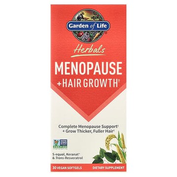 Garden of Life, 草本，更年期 + 頭髮生長，漿果味，30 粒全素軟膠囊