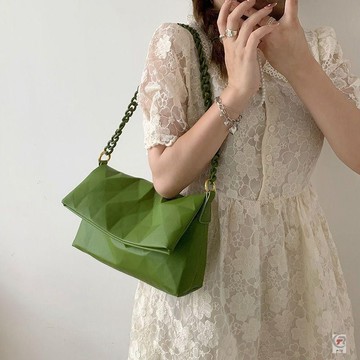 💛限時下殺 💛高級感小衆褶皺托特包2023新款時尚菱格鏈條腋下包單肩包斜挎包潮