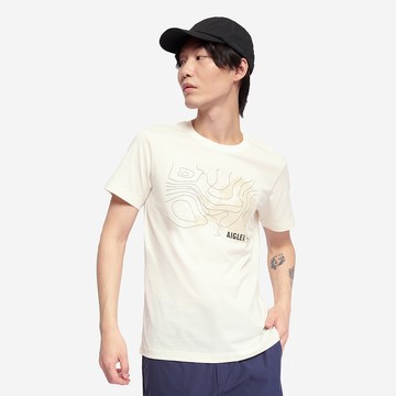 AIGLE 男 快乾抗菌短袖T恤｜AG-5P119A131 米白(男 上衣 男 T恤 抗菌抑臭 吸濕快乾 有機棉)