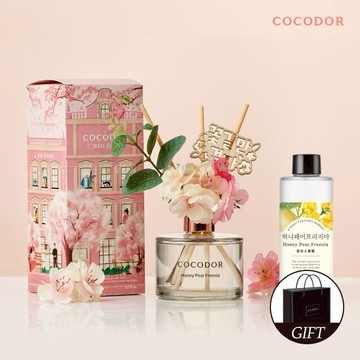 1+1組合🔜 快速出貨【COCODOR】心花朵朵開 ｜櫻花造型擴香套組-蜜梨小蒼蘭/黑櫻桃(櫻花造型擴香瓶200ml+補充瓶200ml贈品牌提袋)