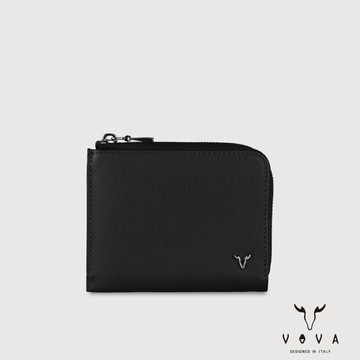 【VOVA 沃汎】台灣總代理 亞岱爾 3卡L型拉鍊短夾-黑色/VA139W045BK