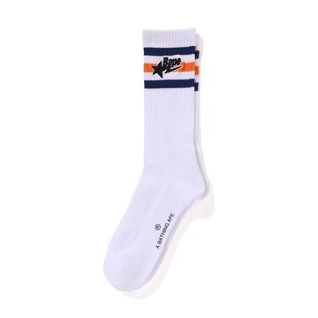 BAPE STA SOCKS 流星刺繡襪子 長襪 白色 1K70184005-WE [台灣現貨]