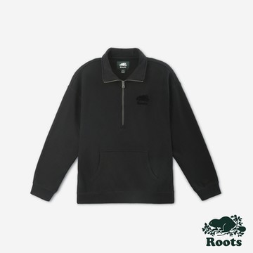 Roots女裝- COOPER RELAXED 1/4 ZIP 上衣-黑色