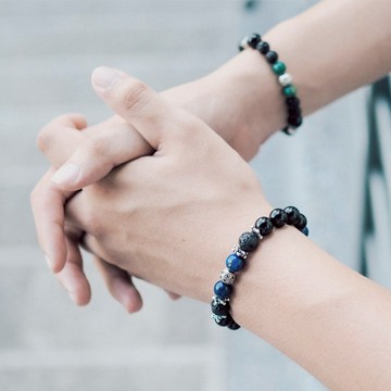 STRIVING深藍-天然礦石/火山岩/青金岩/黑瑪瑙/鍍銀/手鍊手環設計