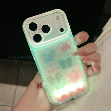 來電閃爍 透色蝴蝶 防摔殼 適用於 蘋果 iPhone 17 16 15 14 13 12 11 Promax 手機殼