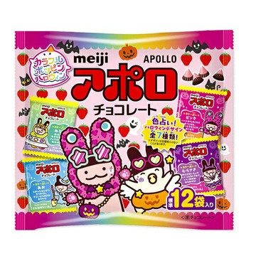 【江戶物語】 Meiji 明治 HW 萬聖節限定 阿波羅 草莓可可 12袋入 分享包 造型可可 APOLLO 草莓巧克力