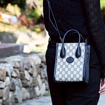 GUCCI 671623 Interlocking 經典LOGO兩用紙袋包.深藍