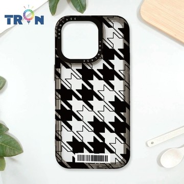 TRON IPhone 16 Pro 虛實剪影千鳥紋 防摔太空載具殼 透黑 軟硬 手機殼