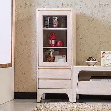 Boden-森克1.7尺全實木展示櫃/收納櫃-高櫃(洗白色)-50x45x131cm