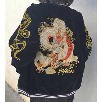 2025春秋新品日式京八橋橫須賀龍重工刺繡平絨棒球服情侶外套男女