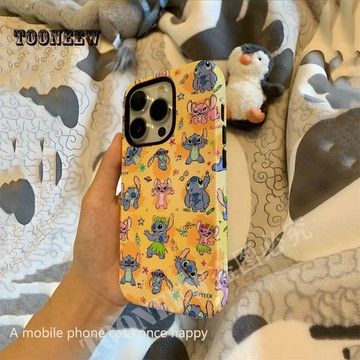 可愛史迪仔蘋果16promax手機殼iPhone15plus二合一菲林12硬殼14pro兩層13/11