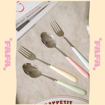 隔日到貨｜馬卡龍色陶瓷湯叉 韓式餐具組 餐刀湯匙 甜點勺 限量現貨｜FAFA 發發家居 台灣