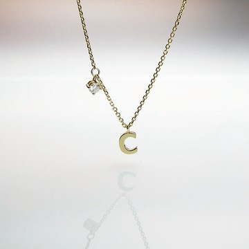 14K 18K金 字母項鏈 鑽石項鍊 訂製款 自由搭配