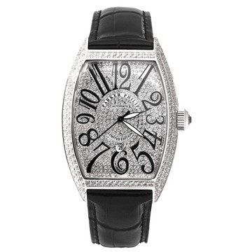 PARKER PHILIP 頂奢酒桶滿天星機械腕錶(銀殻/黑帶)