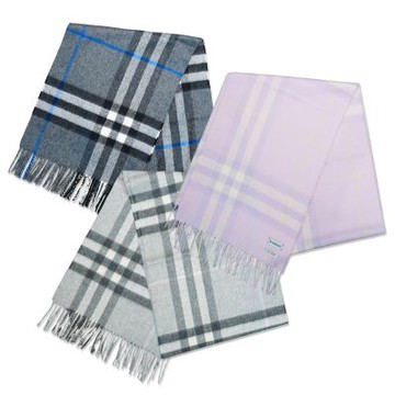 Burberry 博柏利 喀什米爾流蘇羊毛格紋圍巾(多色任選)