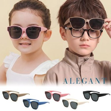 【ALEGANT】晴野探遊6-13歲圓框兒童專用輕量TR全罩式偏光墨鏡│外掛式UV400太陽眼鏡