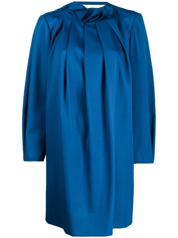 Nina Ricci - pleated shift dress - women - Polyester/Cupro - 38 - Blue