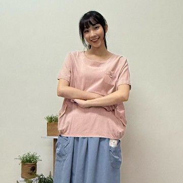 柔粉口袋日常上衣