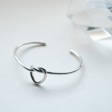 蝴蝶餅 愛心 結 綁 蝴蝶結 手鐲 銀925