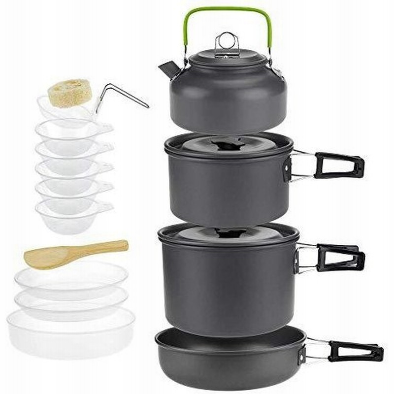 Setrea キャンプクッカー クッカーセット 15点セット アルミクッカー アウトドア調理器具セット 登山用鍋 4 5人に適応 q食器 ポータブ 通販 Lineポイント最大0 5 Get Lineショッピング