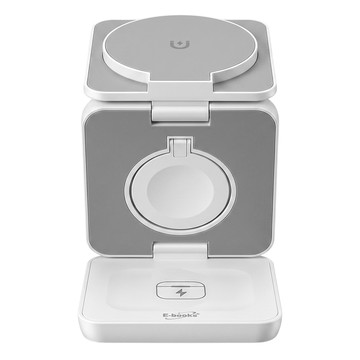 E-books B98 22W三合一支架摺疊磁吸快充無線充電器組 磁吸無限充電器 + TypeC充電線 + 說明書  灰白色  1組