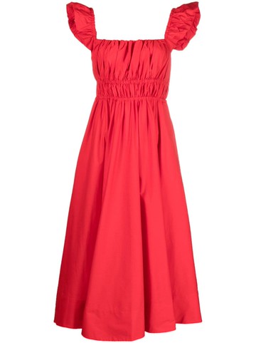 Kate Spade - ruffle-detail cotton midi dress - women - Cotton/Cotton/Spandex/Elastane - S - Red