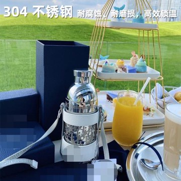 爆款D家專柜原版保溫杯304不銹鋼戶外運動水壺便攜背帶保溫瓶廠家