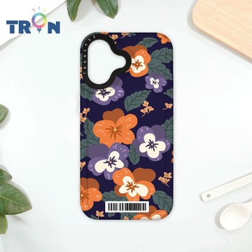TRON iPhone 16 平塗手繪花朵E款 防摔太空載具殼 透白 軟硬 手機殼