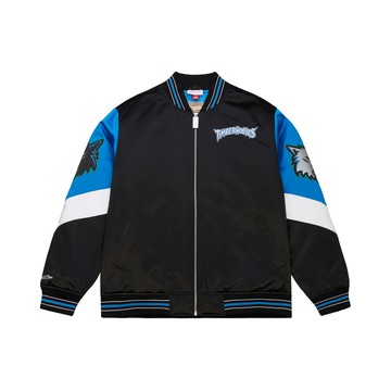 Mitchell & Ness NBA THROW IT BACK HEAVYWEIGHT SATIN JACKET VINTAGE TIMBERWOLVES 男 其他外套 JK11198-MTIBLCK