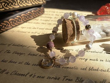 【獻給妳的玫瑰。水晶手鏈】薔薇輝石、薰衣草紫晶、淡水珍珠
