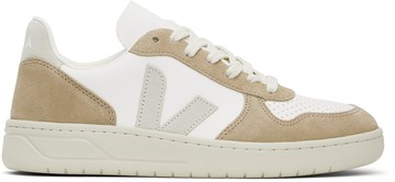 Veja 驼色 & 白色 V-10 Leather 运动鞋