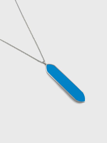 Hexagon Synthetic Turquoise Platinum-Plated Necklace [SILVER] (JS-22-002N-TQ)