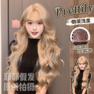 TOP🥇假髮女 瀏海假髮 全頭套式假髮 整頂假髮女 法式瀏海 大波浪長捲髮 頭頂補髮片