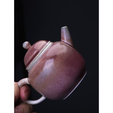 景德鎮手工高溫顏色釉陶瓷茶壺中式復古泡茶器家用小容量單壺茶具