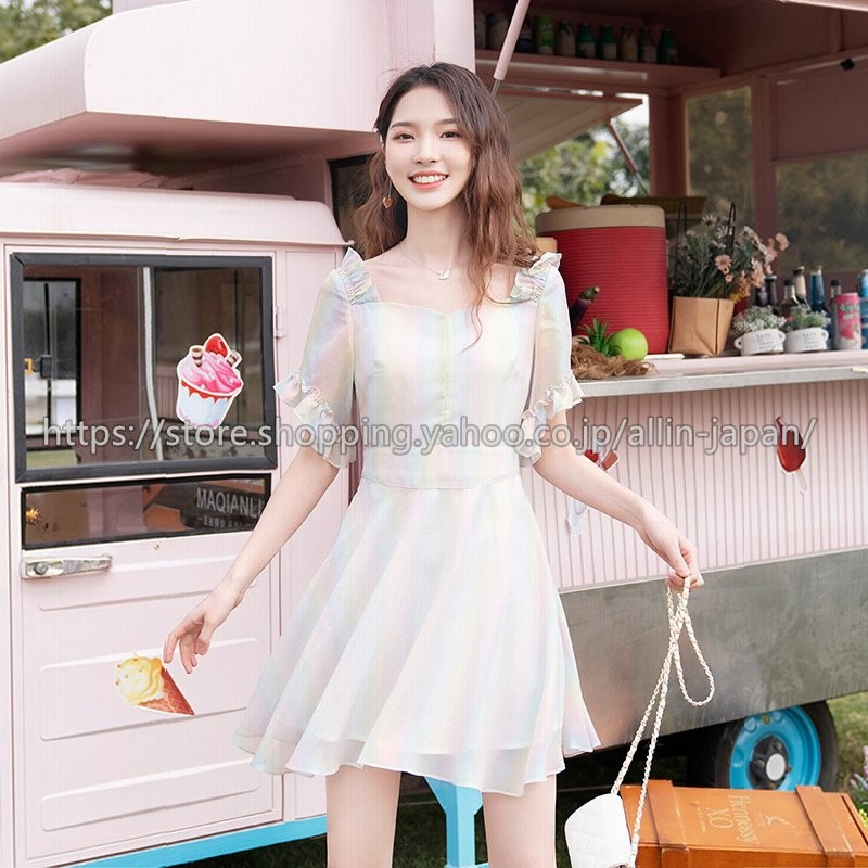 春夏 レディース ワンピース ドレス シフォンワンピース ミニワンピース シフォン パステルカラー パステル レインボーカラー 虹色 パステルレインボーカラー 通販 Lineポイント最大0 5 Get Lineショッピング
