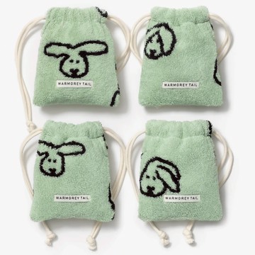韓國 WARMGREY TAIL 毛巾收納束口袋 薄荷兔