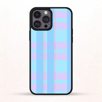 復古藍色格紋圖案 14 吋 iPhone 手機殼 三星手機殼