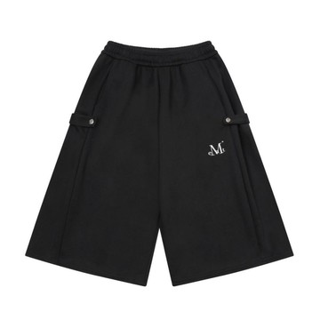韓國 MUCENT WEIR SIDE BUTTON SWEAT BERMUDA HALF 側扣抽繩五分棉褲 黑色 BLACK