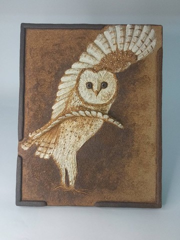 浮雕壁飾-倉鴞(一)/陶藝品/原創