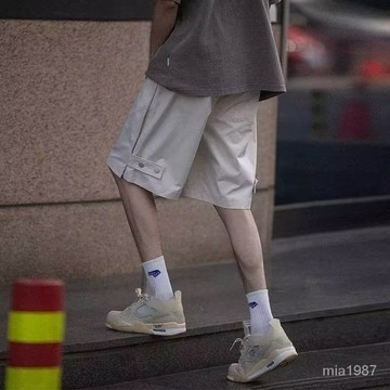 【精品男裝】高街排扣設計闊腿哈倫短褲男士寬鬆夏季休閒港風直筒五分衝鋒褲子jioyh 5LXS