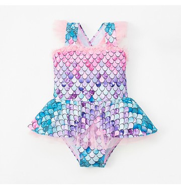 女童泳裝寶寶游泳衣嬰幼兒服美人魚裙子連體小公主泳衣【聚物優品】