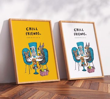 CHILL FRIENDS 狗狗聚會 / 原創海報 / A4 或 A3 尺寸