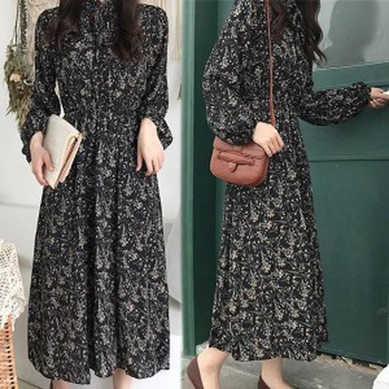 マキシワンピース レディース 40代 黒 ワンピース 着痩せ 花柄 オシャレ マキシ丈 韓国風 コーデ 上品 19 通販 Lineポイント最大1 0 Get Lineショッピング
