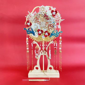 團扇diy材料包新娘結婚出嫁接親扇子古風重工秀禾服婚禮中式婚扇