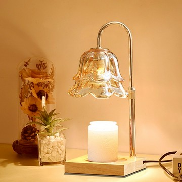 【COZY PLUS+】法式玻璃喇叭花可調光可升降高度無火香氛融蠟燈(送鹵素燈2入)創意臺燈 入厝禮首選 生日禮物 #FRA003