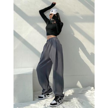 歐美新款高腰抽繩寬松顯瘦束腳春秋薄款運動休閑衛褲哈倫衛褲女潮