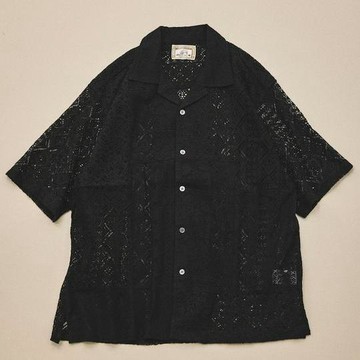 FREAK'S STORE 印度製造 寬鬆版 拼接蕾絲 透視感 開領設計 短袖襯衫