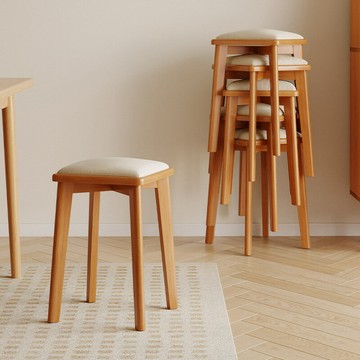 ??快速出貨 可開發票 小凳子 矮凳 小板凳 凳子家用簡約現代客廳餐桌凳軟包可疊放板凳高凳木頭方凳矮凳
