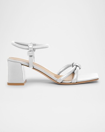 Leather Knot Ankle-Strap Sandals